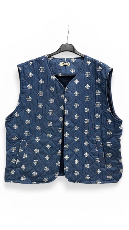 Oslo Quiltet vest. Blue w flowers. Onesize str 36-46. (3)