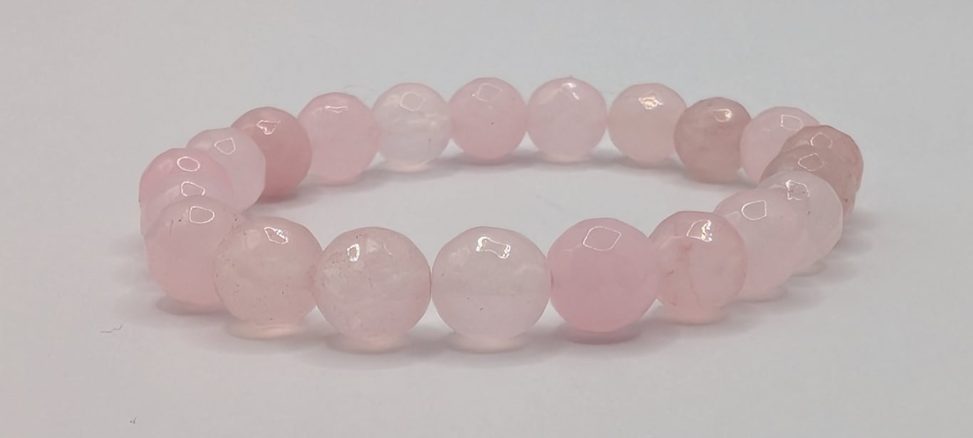 (Månedens Sæt) Rosa Jade Armbånd - 8mm