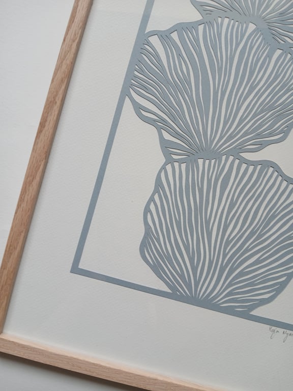 A3 papercut, dueblå, indrammet  (3)