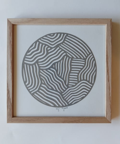 20x20cm papercut, mørkegrå, indrammet 