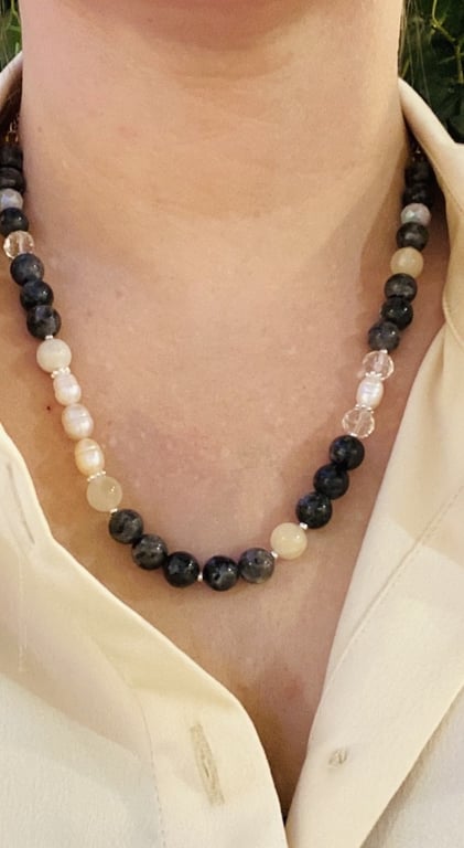 Regnbue månesten og Labradorit halskæde billede 2