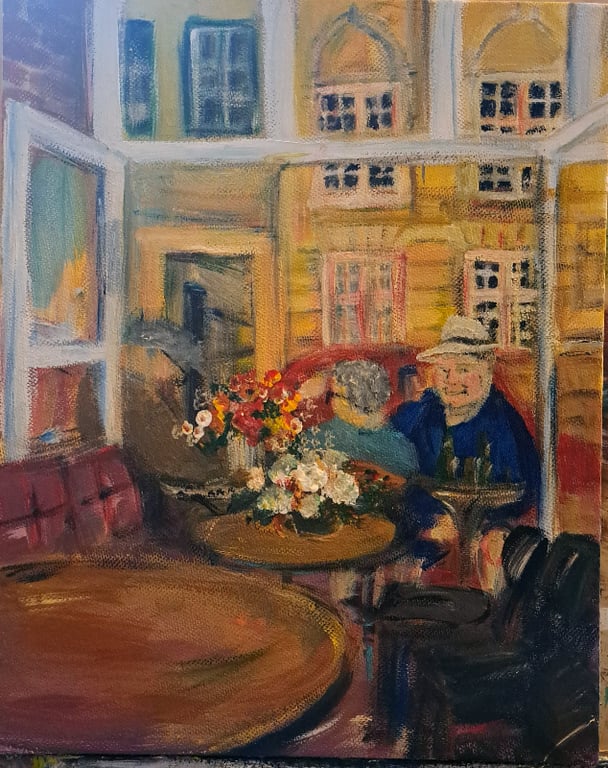  Blomsten med Liv i Nyhavn, 21x30, akrylmaleri