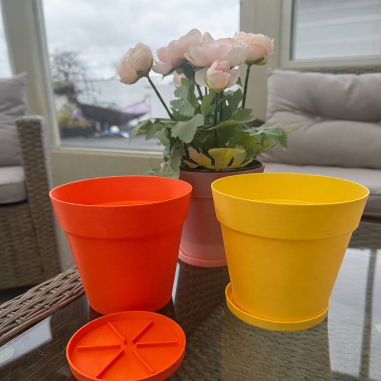 Blomsterpotte inkl. underskål - (Sæt af 2 stk) billede 2