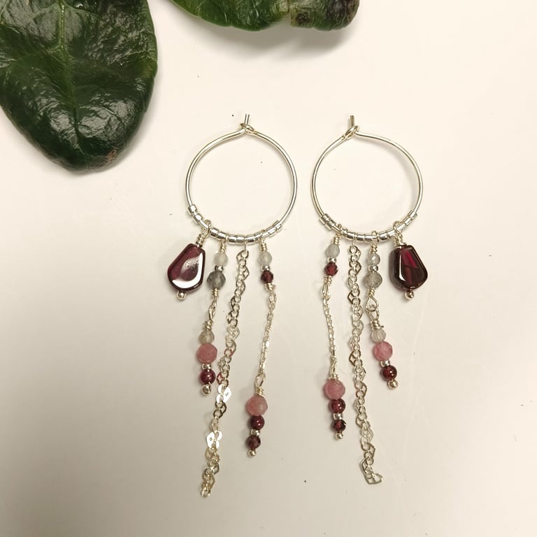 Snedronningen - øreringe lyserød/wine billede 2