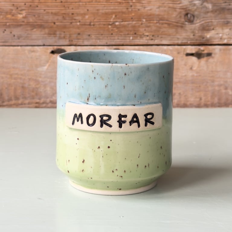 Morfar krus i grøn og blå