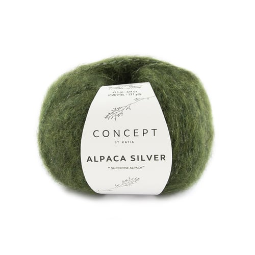Grøn kugle af Alpaca Silver garn fra Concept by Katia med etiket. (3)