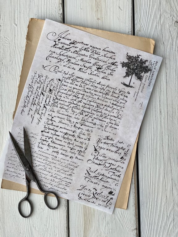 Decoupage papir - Belle Jardiniere skrift