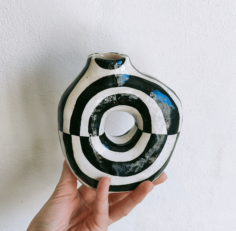 VASE STRIBET DONUT billede 2