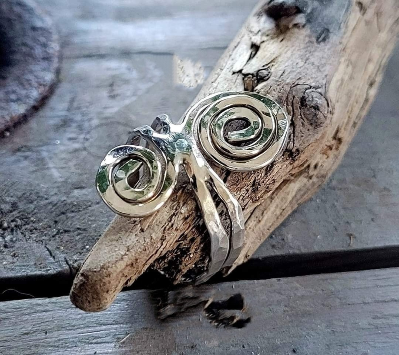 Unika spiral sølv ring. - str 60.