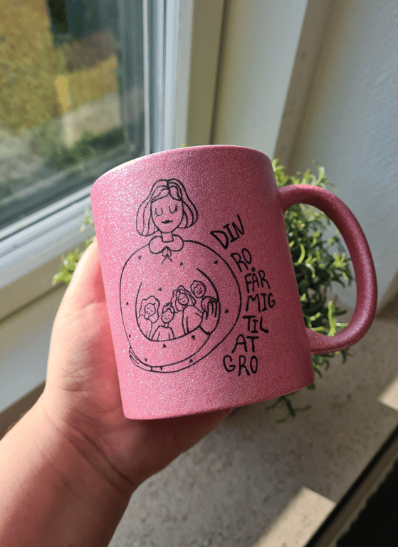 Krus: Din ro får mig til at gro Pink Glimmer billede 2
