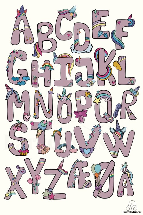 Plakat: ABC Unicorn ROSA/Beige