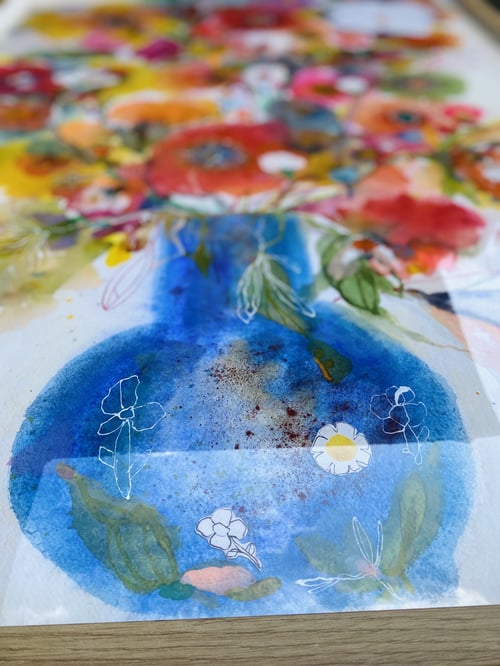 Judith - Kæmpe blå - original akvarel 