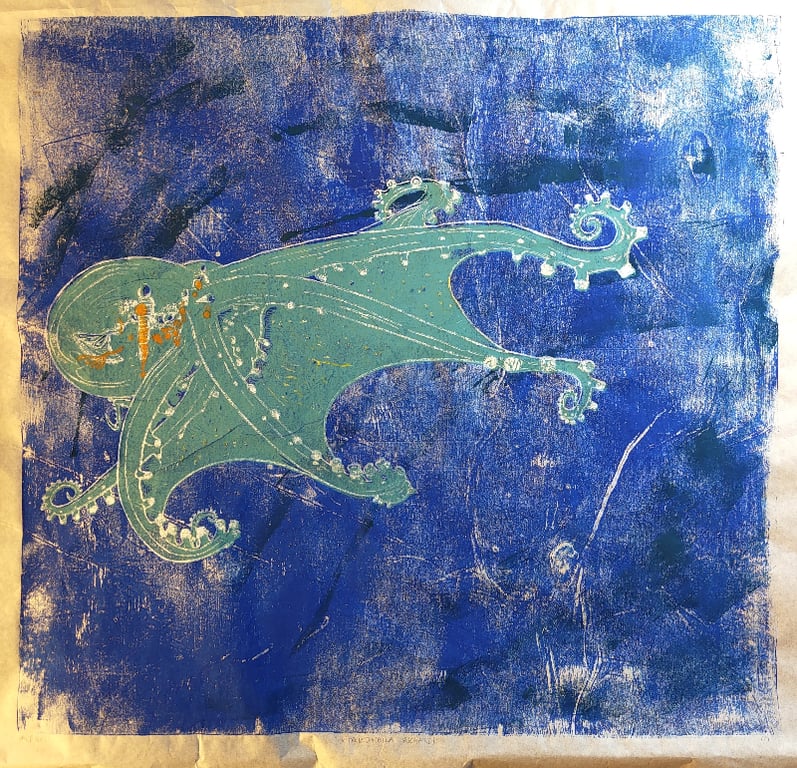 Vitreledonella Richardi (glas-blæksprutte/glass octopus)45x48cm