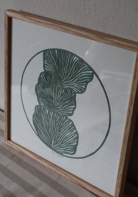 30x30cm papercut, salvie, indrammet  (2)