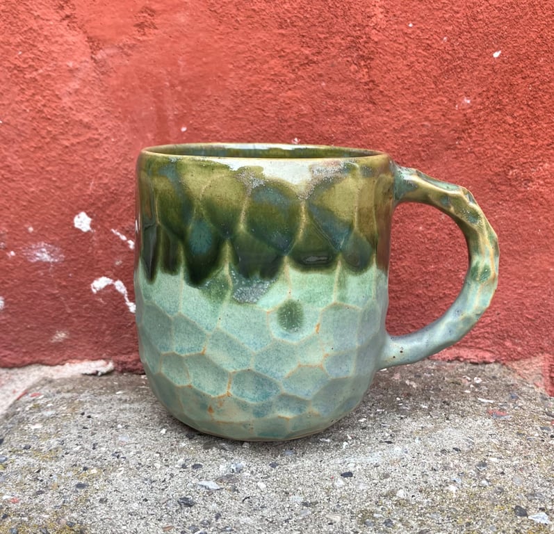 Facetskåret unika kop med hank