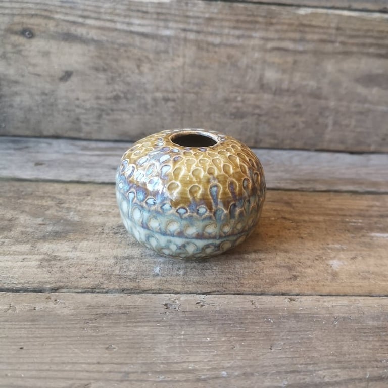 Vase i hørgul glasur  billede 4