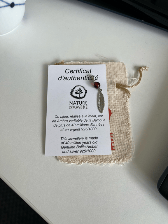 Nature D’ambre pendant Baltic amber og sølv billede 4