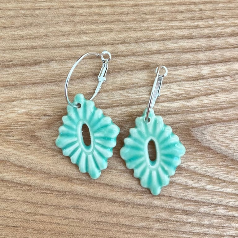 Lys grøn - øreringe billede 3