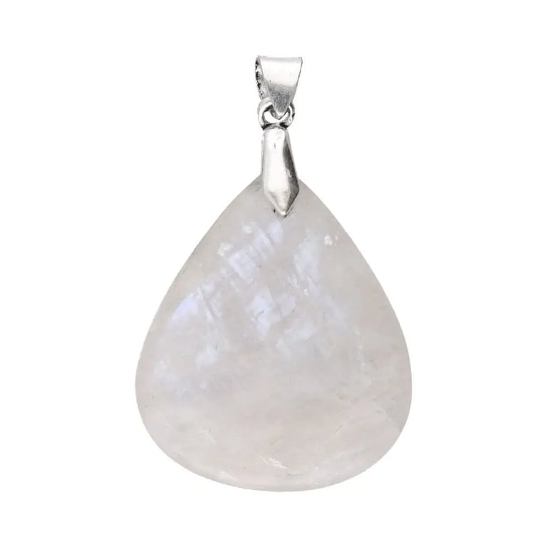 Vedhæng med dråbeformet måneglaskrystal og metallukning. (2)