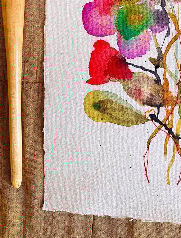 Sprudlende buket - original akvarel  billede 3