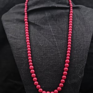 Rød koral halskæde, sølv - 72 cm – produktbillede