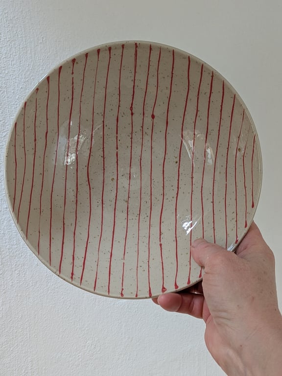 Dyb tallerken røde striber 