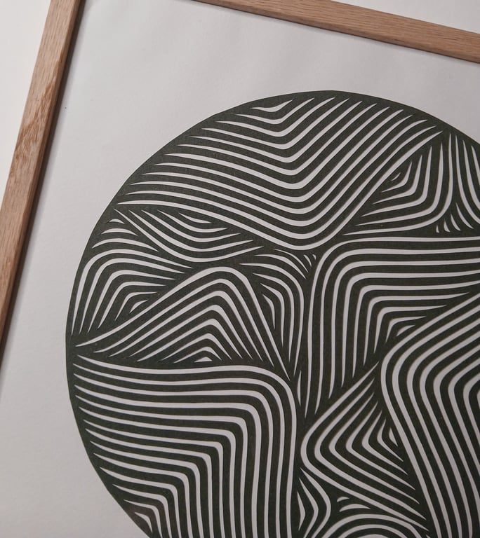 30x30cm papercut, skovgrøn, indrammet  (2)