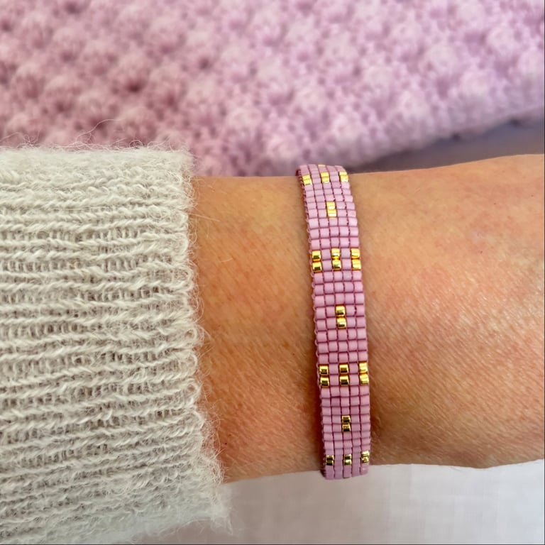 VÆVET JAPANSK ARMBÅND GAMMELROSA FIREFLY billede 4