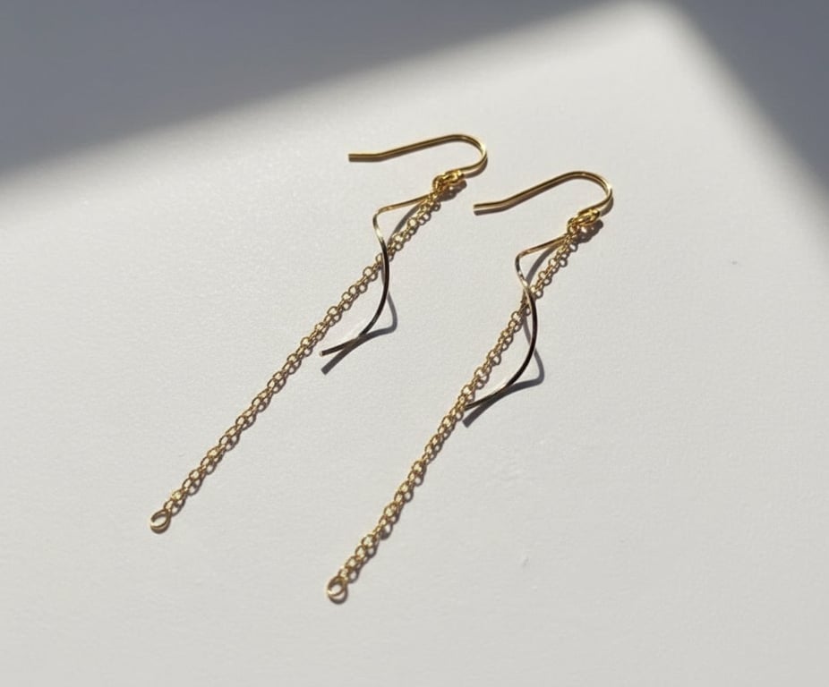 Øreringe med forgyldt kæde billede 3