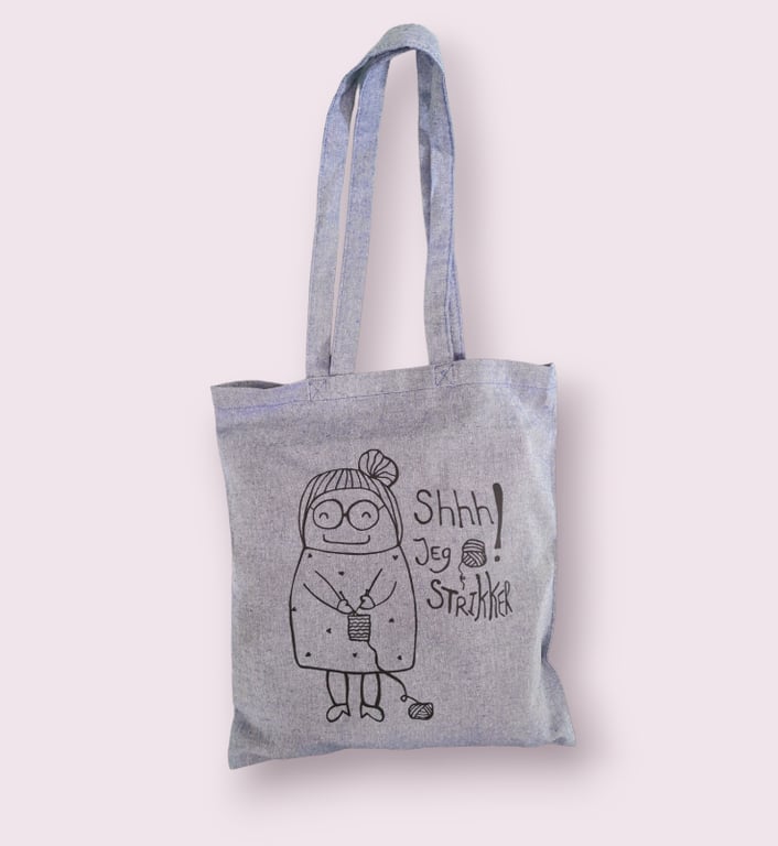 Mulepose: shhh jeg strikker Blå (2)