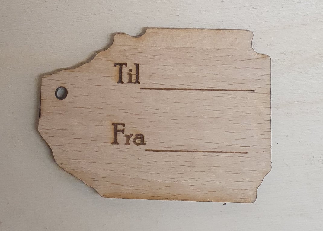 Til og fra kort i træ. 10 stk. Tryk på begge sider. billede 4