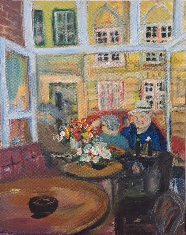  Blomsten med Liv i Nyhavn, 21x30, akrylmaleri billede 3