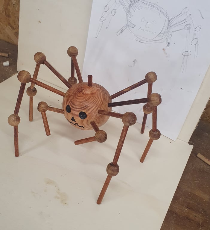 Skræmmende græskar edderkop. Anderledes bordpynt billede 2