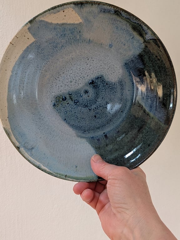 Dyb tallerken havblå/beige 