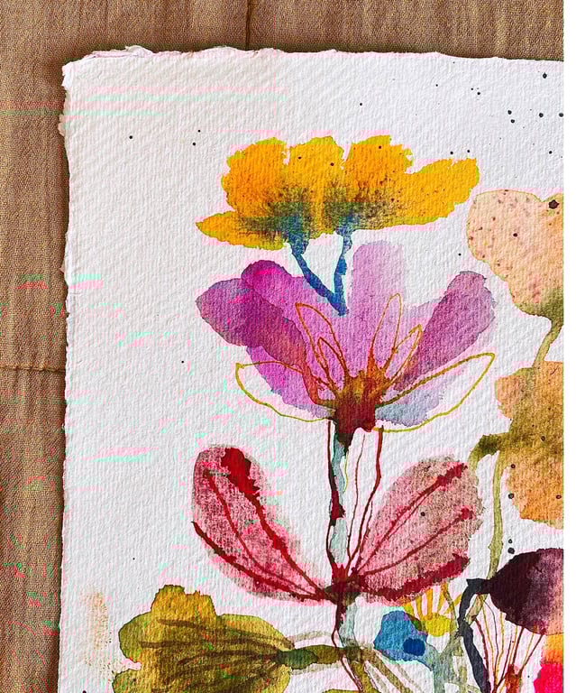 Sprudlende buket - original akvarel  billede 4