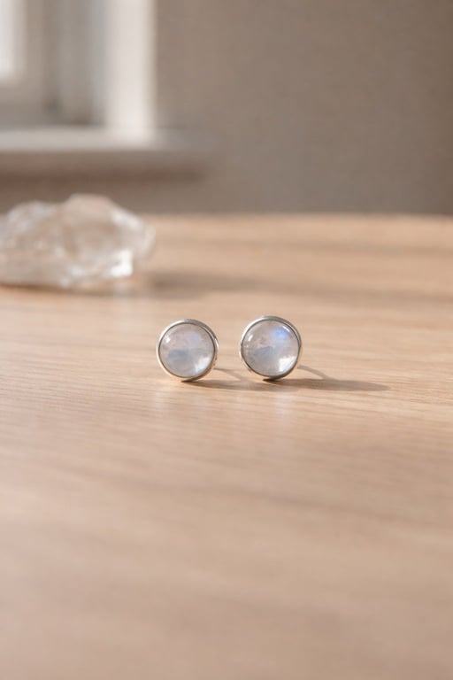 Moonstone Øreringe i 925 Sterling Sølv 