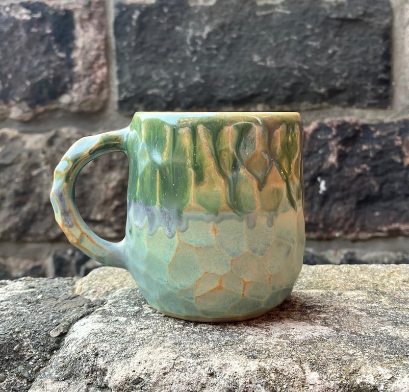 Facetskåret kop med hank billede 3