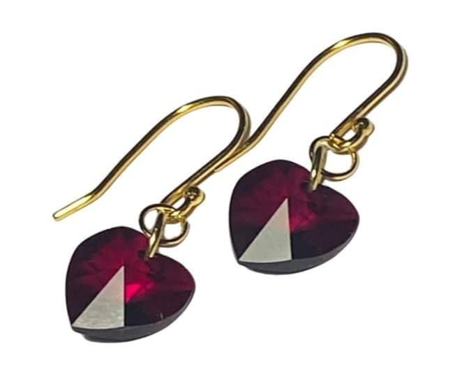 Valentines dag gave. Øreringe med Swarovski hjerter 