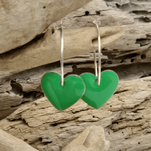 Emalje hjerter - store forårs grønne. – produktbillede