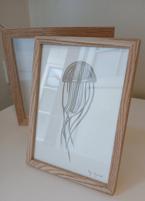 A5 gople nr 98, beigegrå, indrammet 