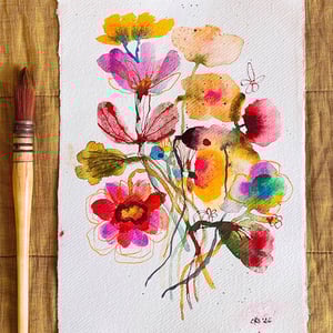 Sprudlende buket - original akvarel  – produktbillede