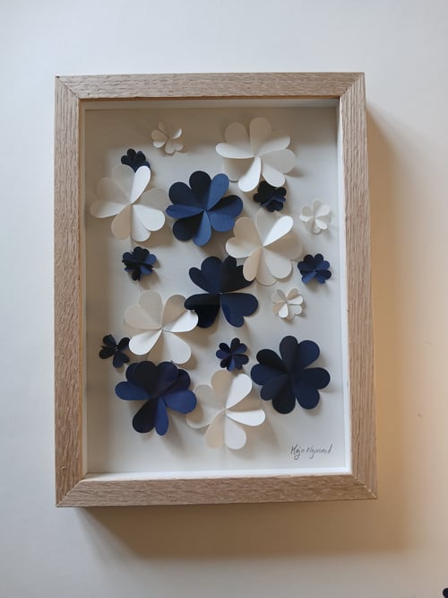 A4 3d papirværk, Marineblå. indrammet 