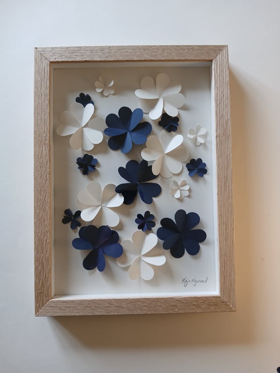 A4 3d papirværk, Marineblå. indrammet  (2)