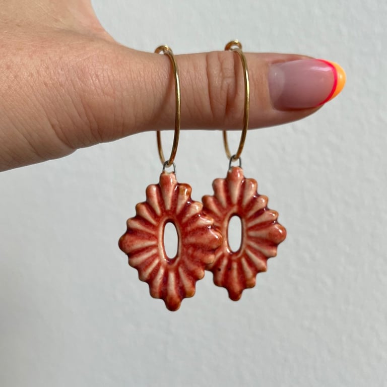 Brændt rød - øreringe billede 3