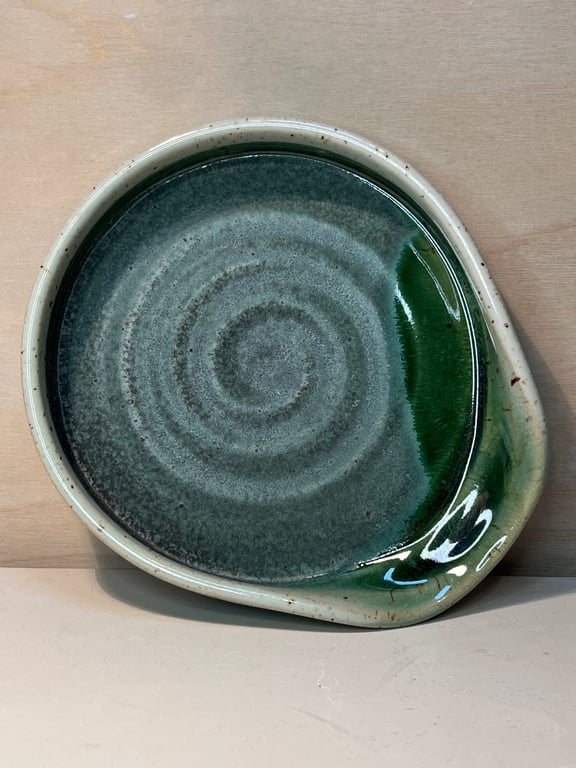 Spoonrest grøn. D: 13,5 cm billede 2
