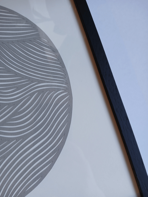 30x30cm papercut, grå, Indrammet 