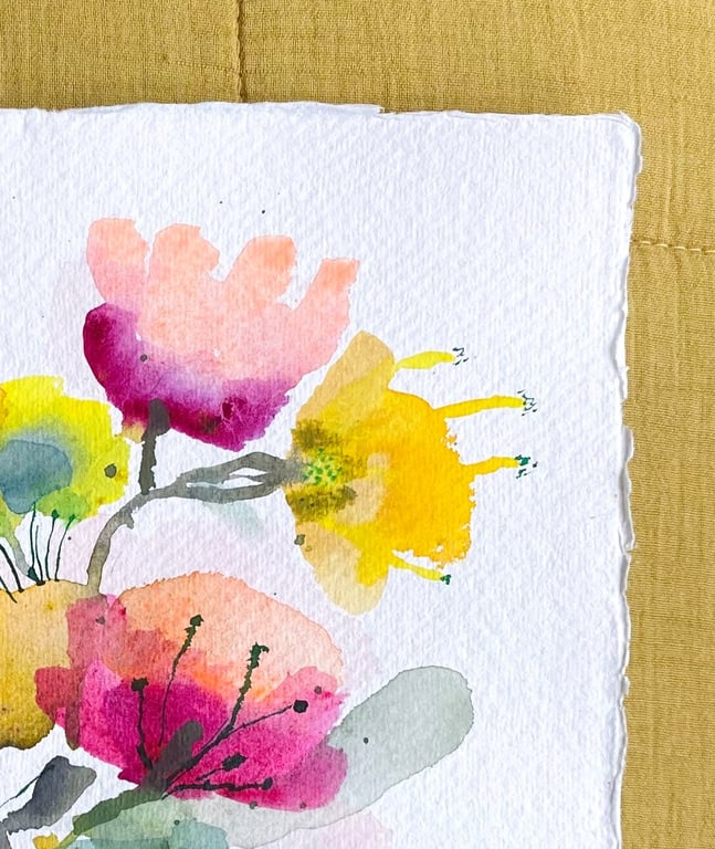 Grøn stribede vase - original akvarel billede 3