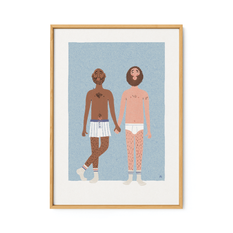Holder i hånd – blå – plakat billede 2