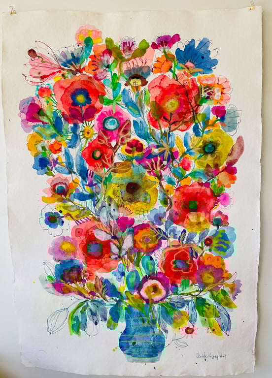 Anni - Kæmpe blå - original akvarel