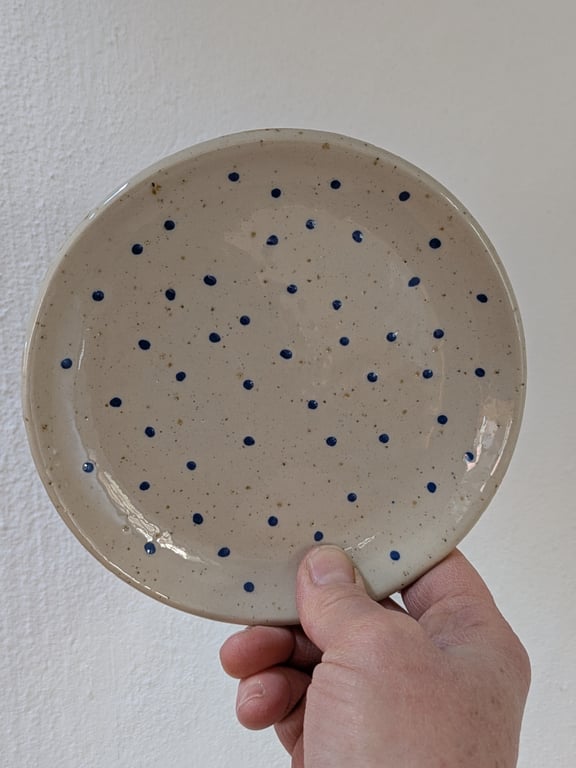 Kagetallerken blå prikker 